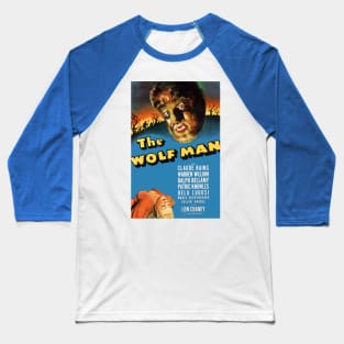Classic Horror Movie Poster - The Wolf Man Baseball T-Shirt